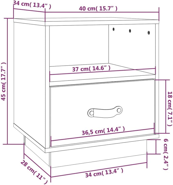 FIRBNUS Bedside Table Nachtkonsole Beistelltisch mit Stauraum Night Stand Nachttische 2er Set Grau 4