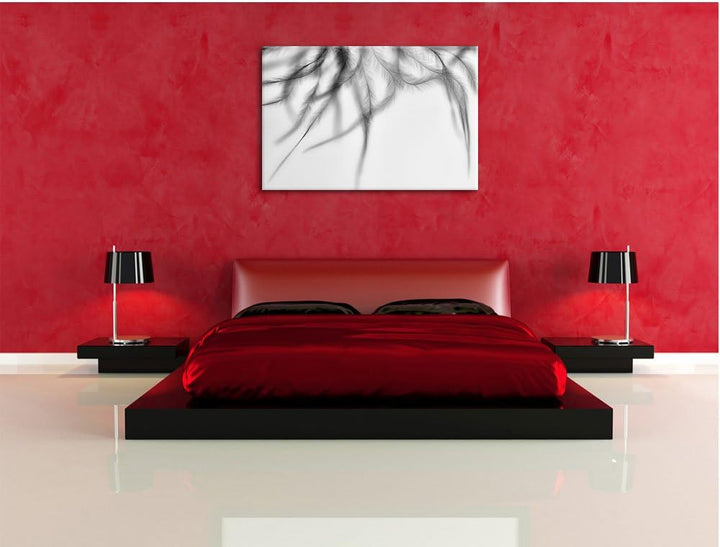 Pixxprint zarte Pinke Federn als Leinwandbild | Grösse: 100x70 cm | Wandbild | Kunstdruck | fertig b