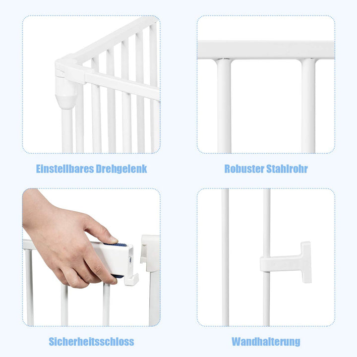 COSTWAY Kaminschutzgitter klappbar, Laufgitter mit Sicherheitstür, Ofenschutzgitter inkl. Wandhalter
