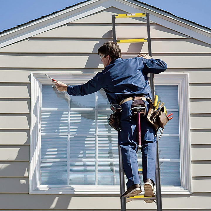 Ansobea 3.2M Klappleiter Teleskopleiter für treppe Rutschfester Multifunktionsleiter Schiebeleiter A