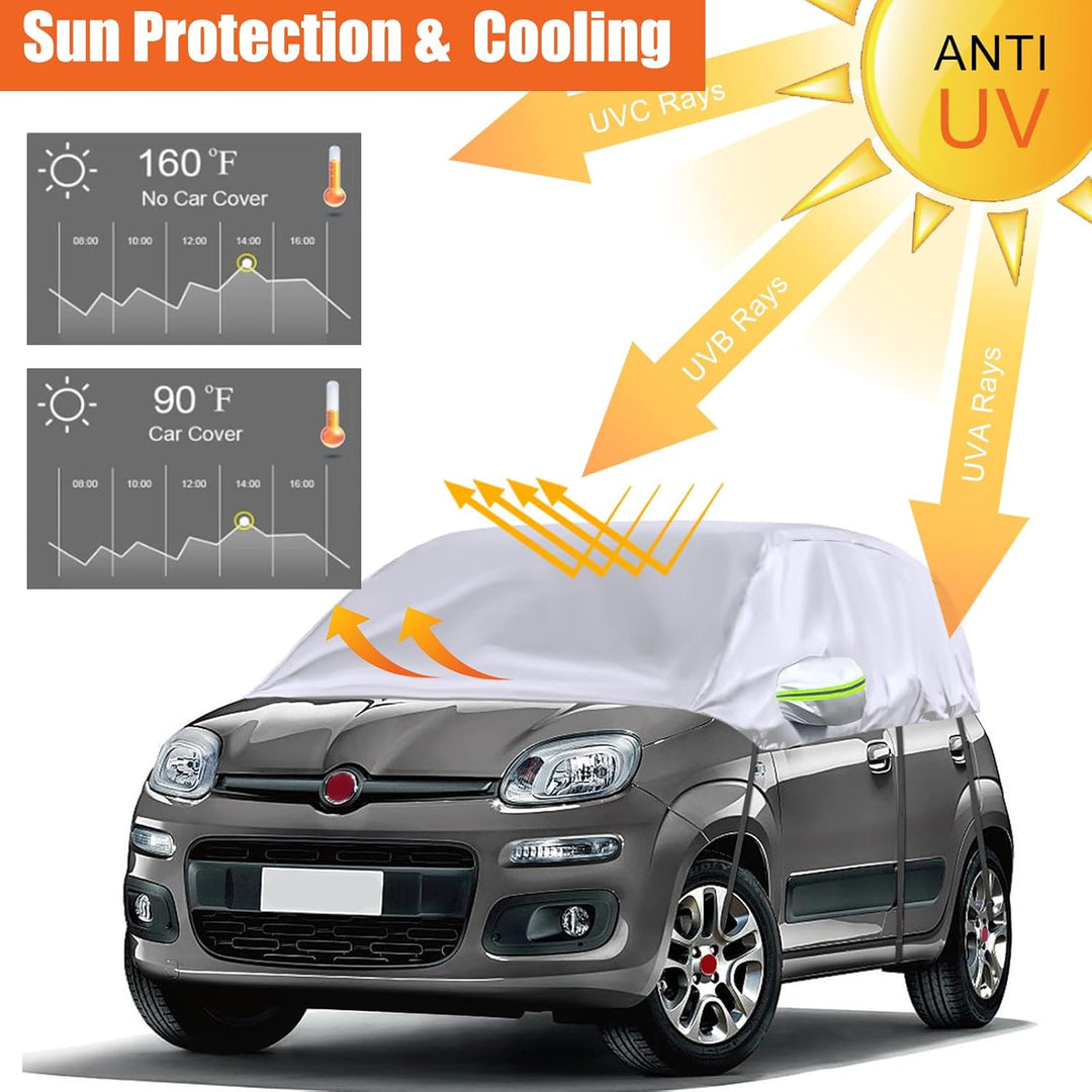 Opaltool Halbgarage für 2003-2023 F-iat Panda, Silberne Massgeschneidertes Autogarage Softtop Halbab
