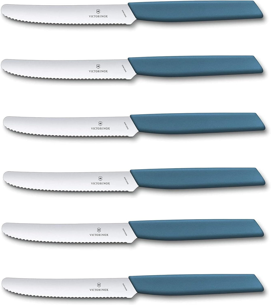 Victorinox 6 Stück Tafelmesser - Tomatenmesser Swiss Modern mit Wellenschliff rostfrei - Swiss Made