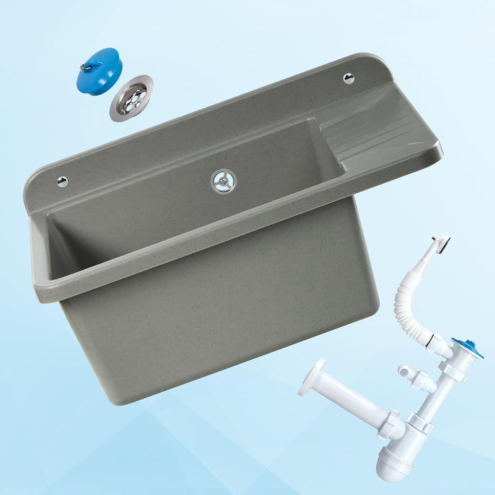 GOSPO Ausgussbecken aus Polypropylen, 50,5 x 34 x 26,5 cm, Haushaltsspülbecken, Spülbecken mit profe