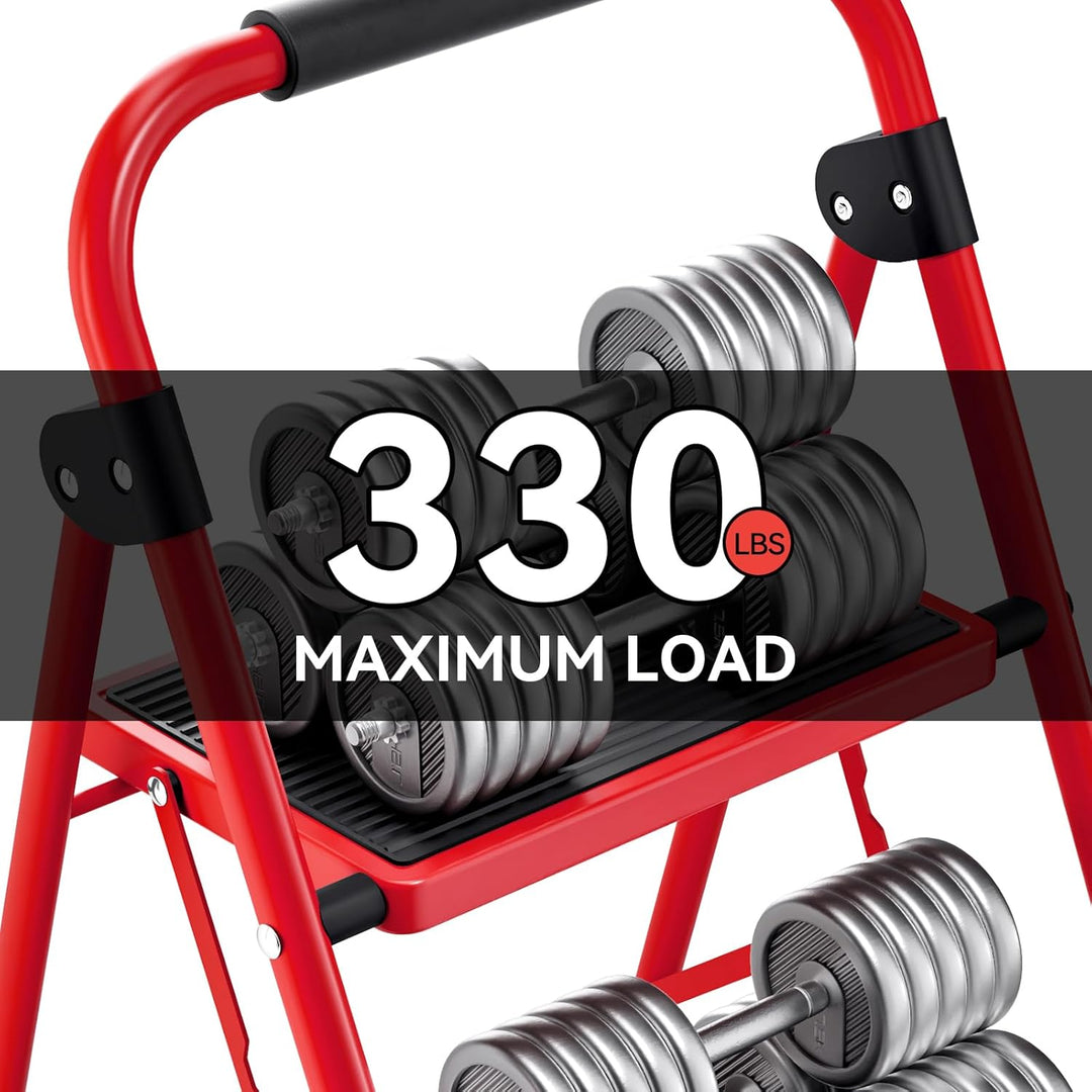 KINGRACK 2 Stufen Leiter, Trittleiter mit Handläufen, Stufenleiter, Klappleiter Tritthocker, Klapptr