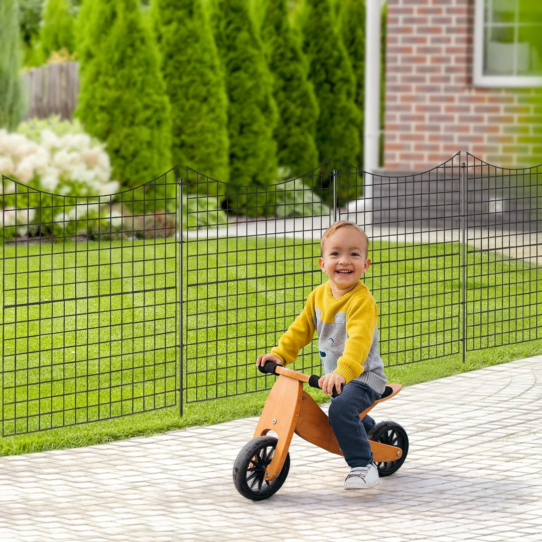COSTWAY 5 Stück dekorativer Gartenzaun, 98 cm hoch, Steckzaun Metall, Landschaftszaun für Blumenbeet