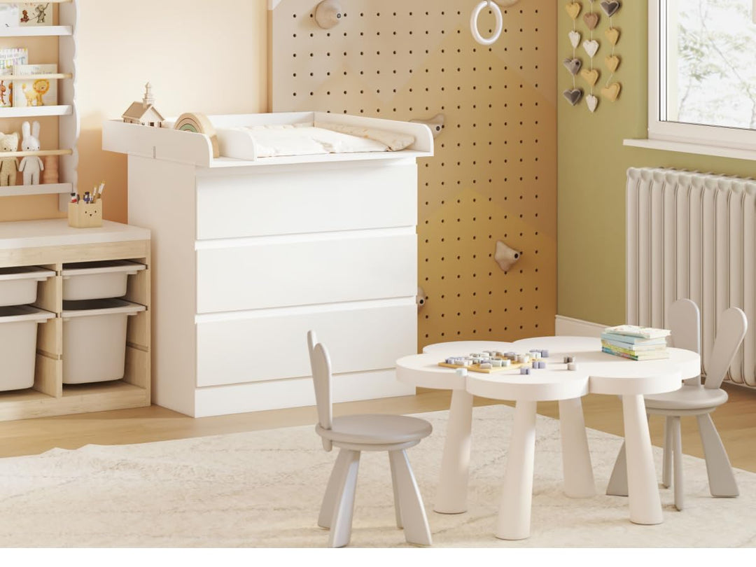 WOLTU Wickelaufsatz aus Holz, Wickeltischaufsatz Wickelkommode Aufsatz mit Trennfach Tiefe 48 cm, fü