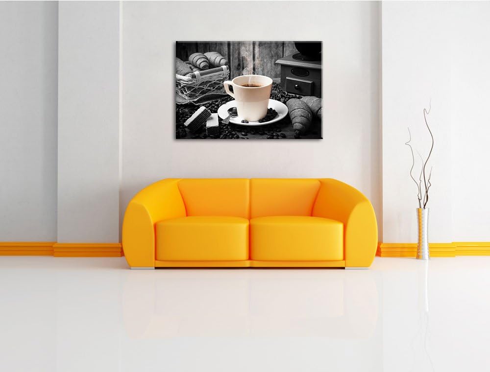 frisch aufgebrühter Kaffee schwarz/weiss Format: 100x70 auf Leinwand, XXL riesige Bilder fertig gera