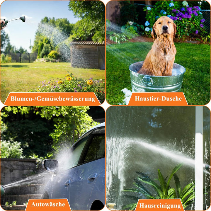 Gartenbrause, Lang Garten Giessstab mit Stiel, 5 Strahlarten Giesstab Kopf Stabbrause mit Durchfluss