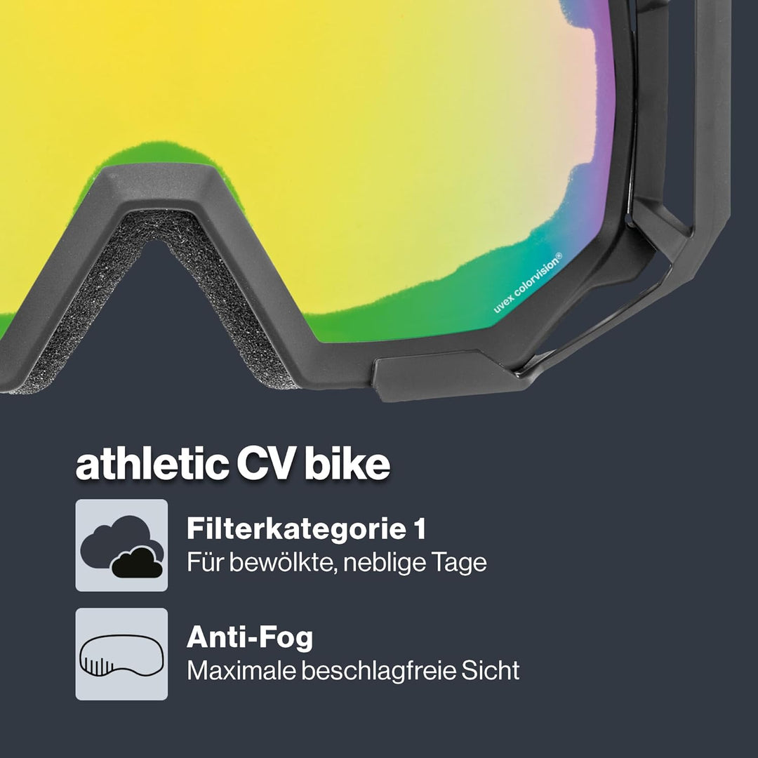 uvex Unisex – Erwachsene Athletic Cv Bike Goggle (1er Pack) Einheitsgrösse black/green-yellow, Einhe