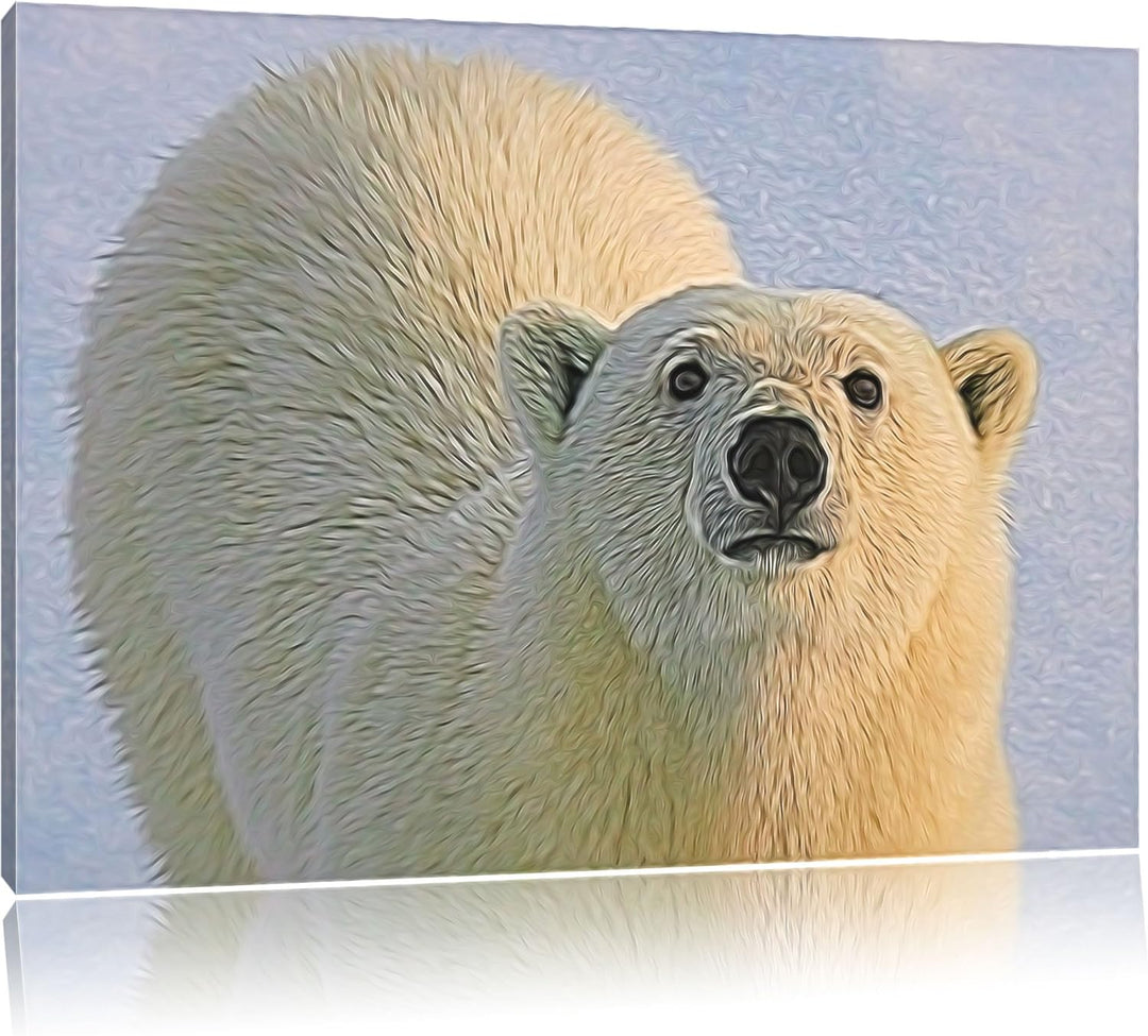 frecher Eisbär Deluxe Format: 100x70 cm auf Leinwand, XXL riesige Bilder fertig gerahmt mit Keilrahm