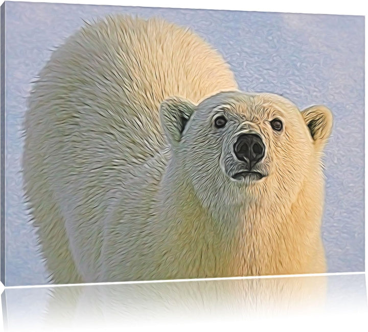 frecher Eisbär Deluxe Format: 100x70 cm auf Leinwand, XXL riesige Bilder fertig gerahmt mit Keilrahm