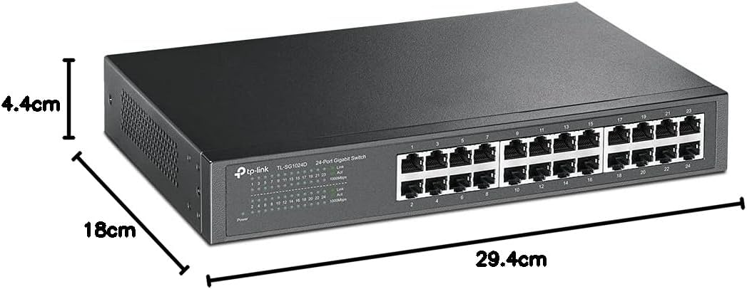 TP-Link TL-SG1024D 24 Port Gigabit Netzwerk Switch (Rackmount, 48Gbit/s Switching-Kapazität, 24*RJ-4