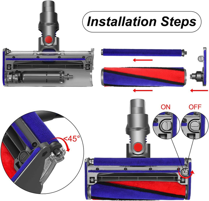 DrRobor Softwalze Bodendüse Zubehör für Dyson V10 V11 V15 Staubsauger, Elektrischer Soft Roller Bürs