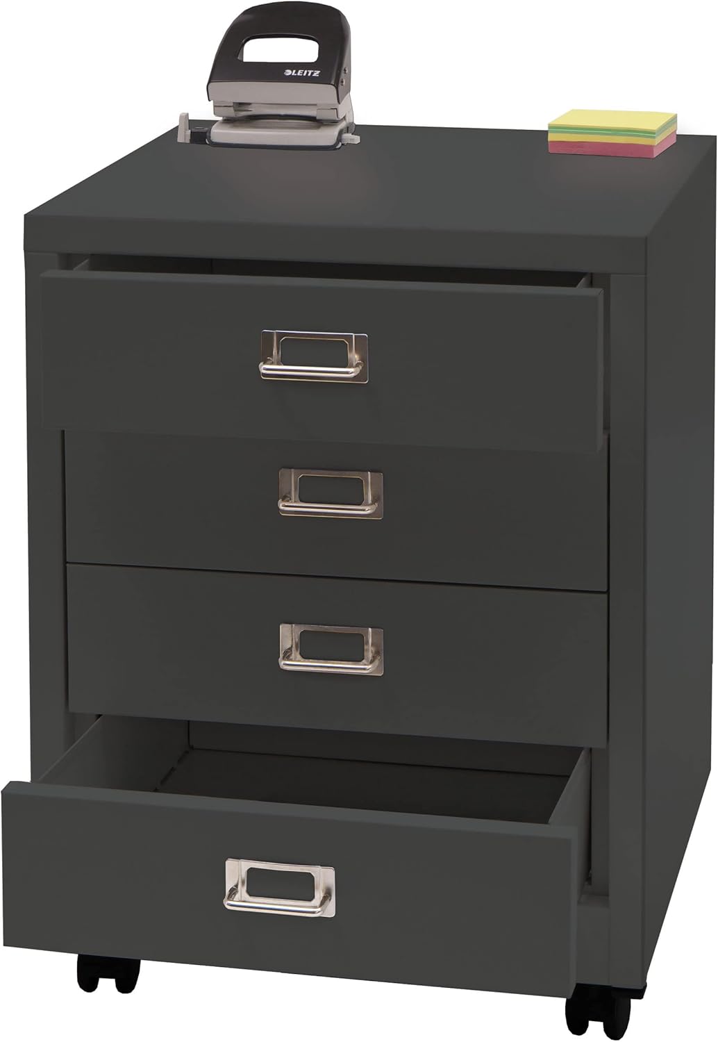Mendler Rollcontainer HWC-L49, Schubladenschrank Stahlschrank Aktenschrank, Metall 55x40x41cm 4 Schu