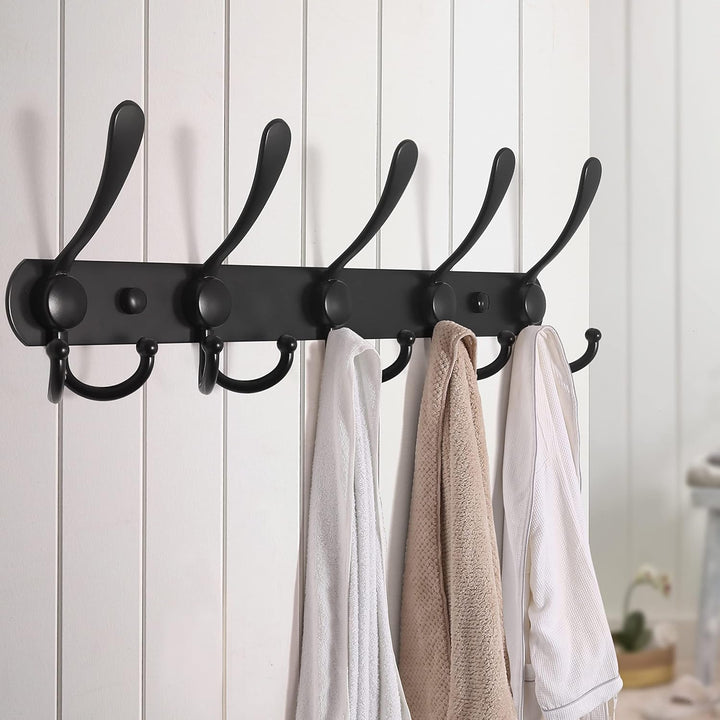 Dseap Garderobenleiste - Schwerlast Garderobenhaken Mit 5 Dreifachhaken, Edelstahl Wandgarderobe, Kl