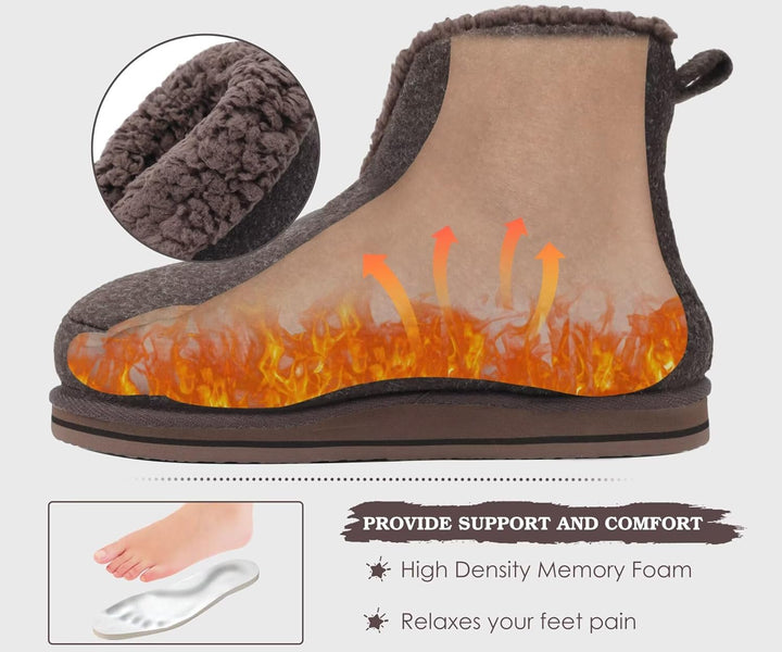 KuaiLu Hausschuhe Boots Herren Winter Filz Hausstiefel Warm Plüsch Flauschige Fell Hüttenschuhe Kusc
