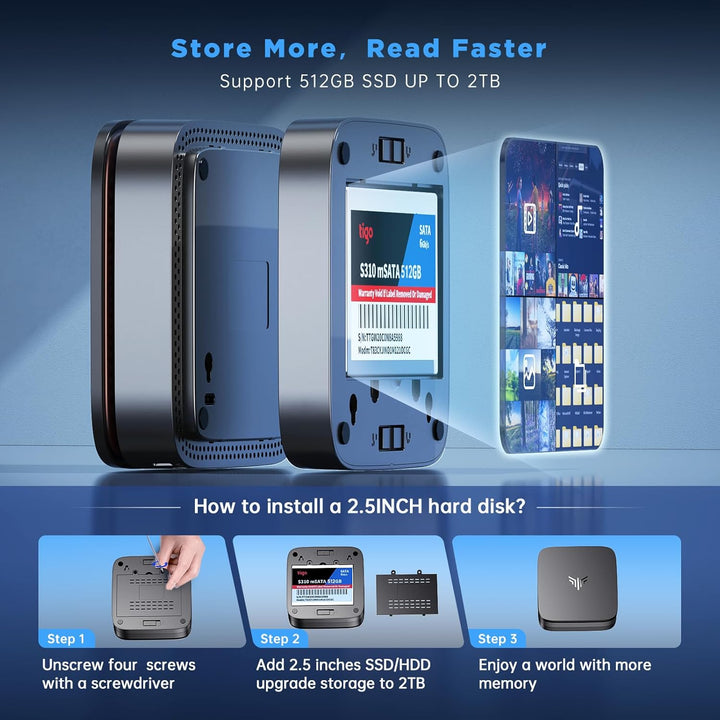 NiPoGi AK1 PRO Mini PC Windows 11, Intel 11. Gen N5105 (bis zu 2,9 GHz) Mini Computers, 8GB DDR4 256