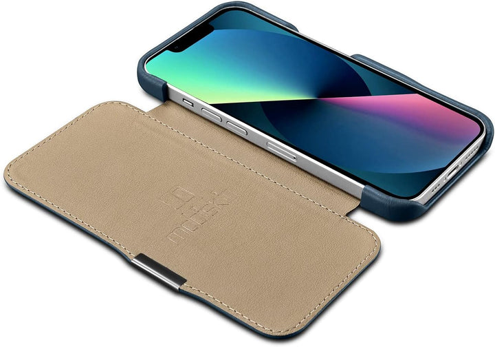 Mobiskin Hülle kompatibel mit Apple iPhone 13 (6,1 Zoll), Handyhülle mit echtem Leder, Case, Schutzh