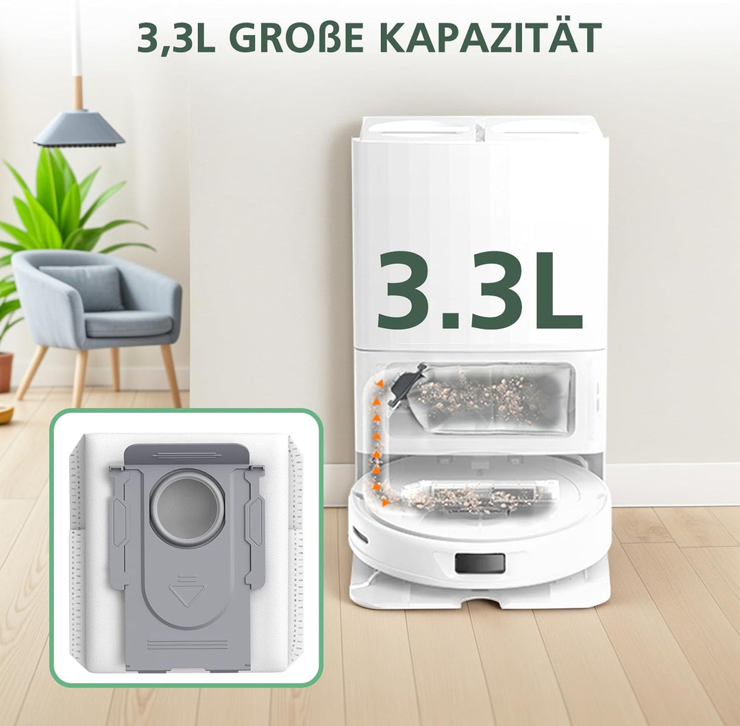 10 Stück Q Revo Staubbeutel, kompatibel mit Roborock Q Revo Rboter Staubsauger, 4-lagiger Premium-Fi