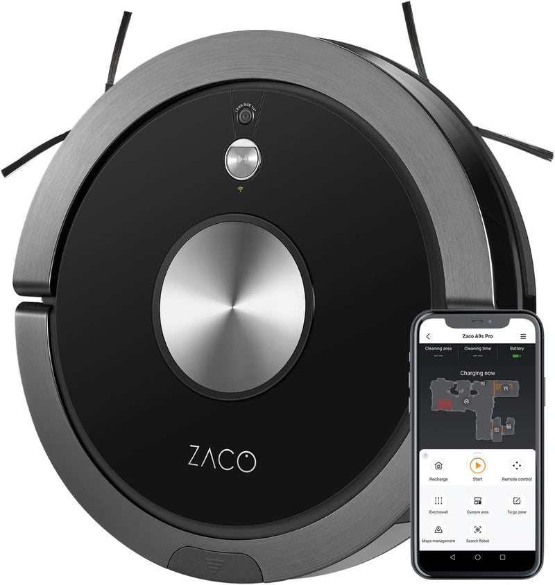 ZACO A9sPro Saugroboter mit Wischfunktion, App & Alexa, 7,6 cm flach, Staubsauger Roboter mit Raumka