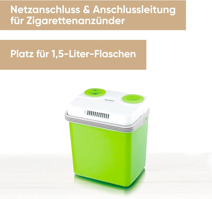 SEVERIN Elektrische Kühlbox (19 L) mit Kühl- und Warmhaltefunktion, Auto Kühlbox mit 2 Anschlüssen (