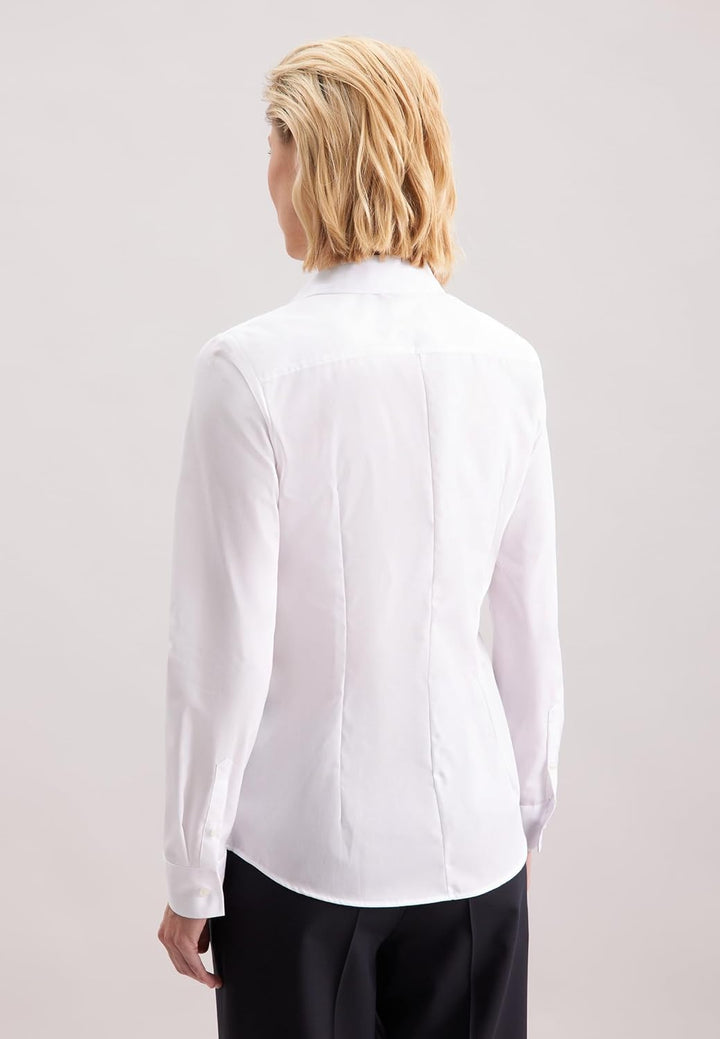 Seidensticker Damen Bluse - City Bluse - Hemdbluse - Slim Fit - Kurzarm - Uni - Stretch 32 Weiss, 32