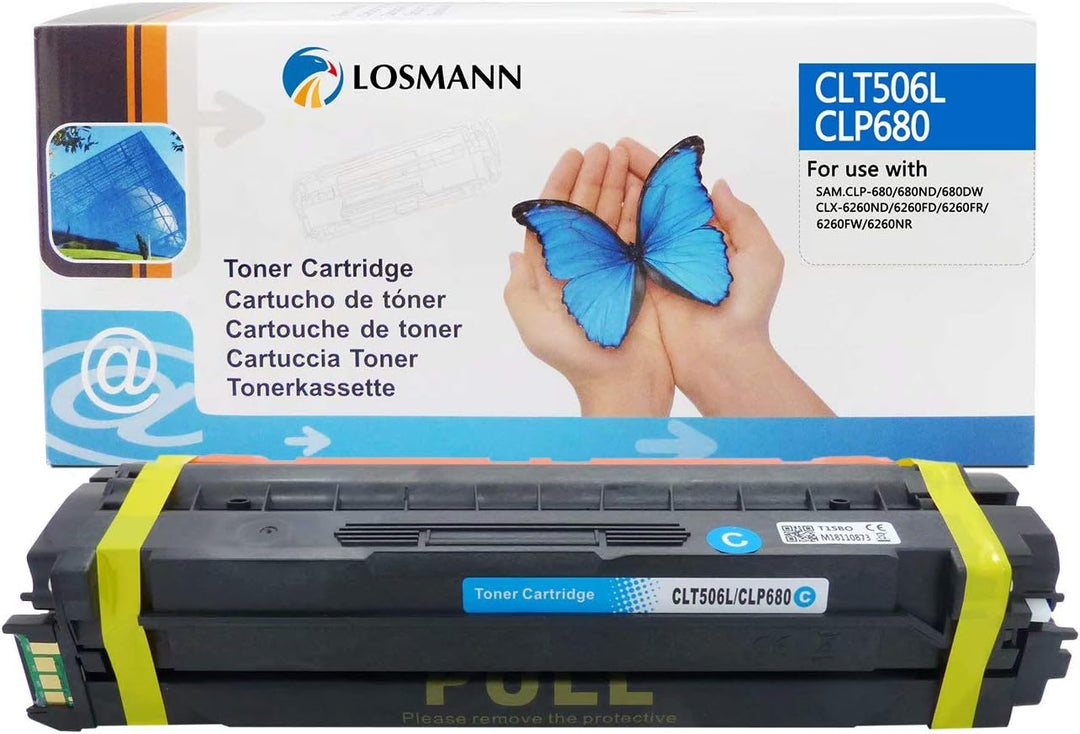 LOSMANN 1x Cyan Toner Kompatibel für Samsung CLT-506L CLT-C506L C506 für Samsung CLP-680 CLP-680DW C
