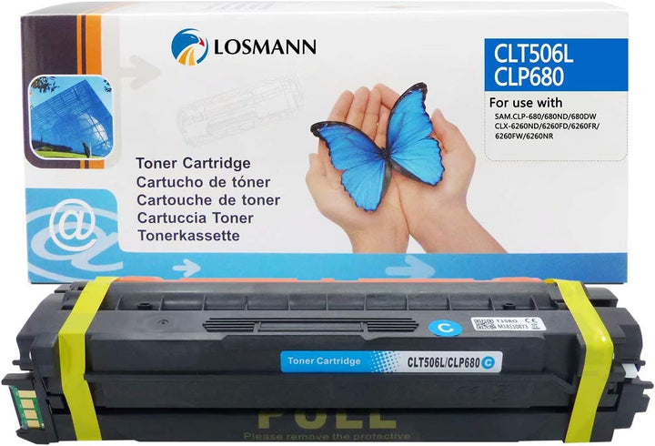 LOSMANN 1x Cyan Toner Kompatibel für Samsung CLT-506L CLT-C506L C506 für Samsung CLP-680 CLP-680DW C