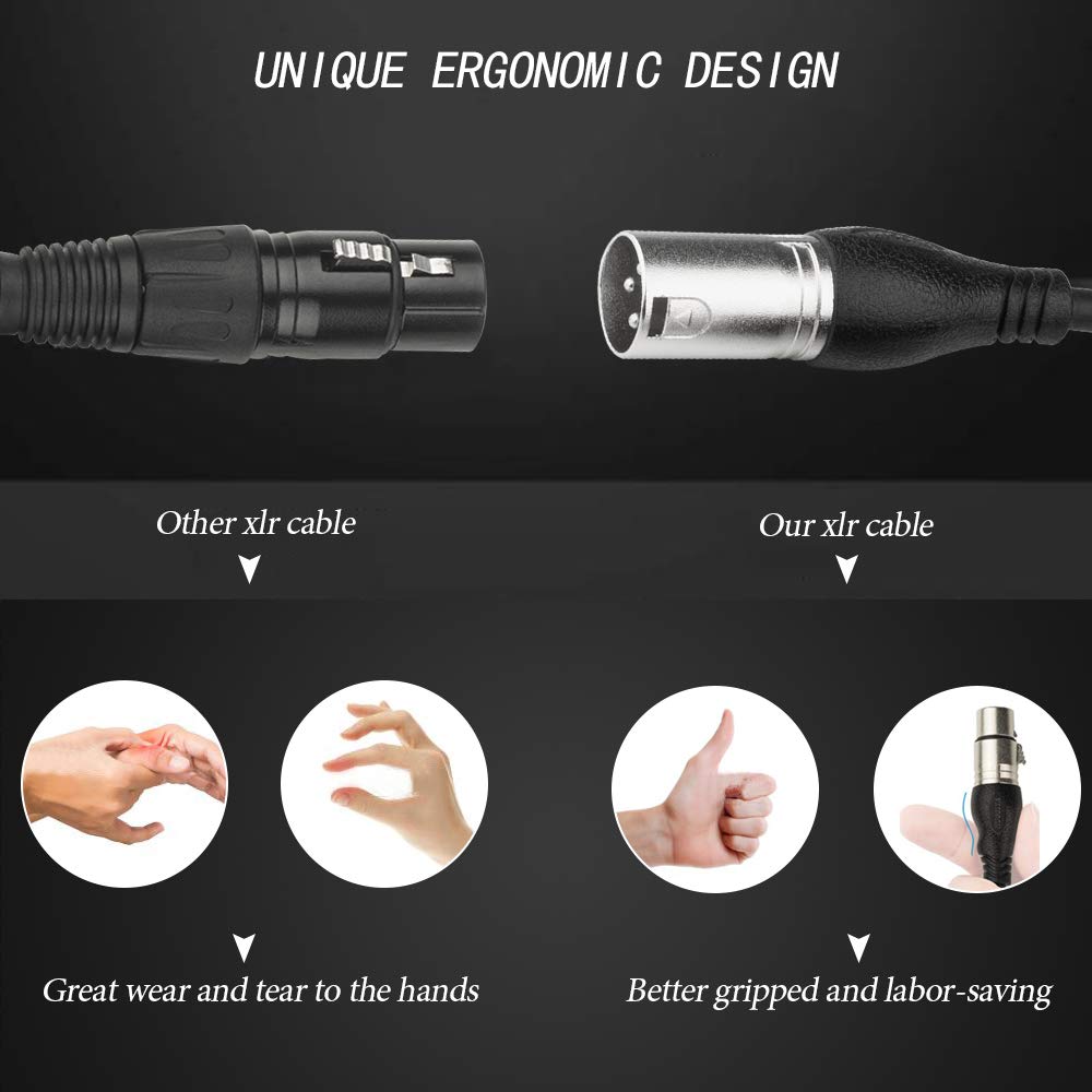 NUOSIYA XLR Kabel 2m 10 Farben XLR Mikrofon Splitterkabel Adapter, 3-Pin XLR Stecker auf Buchse Mikr