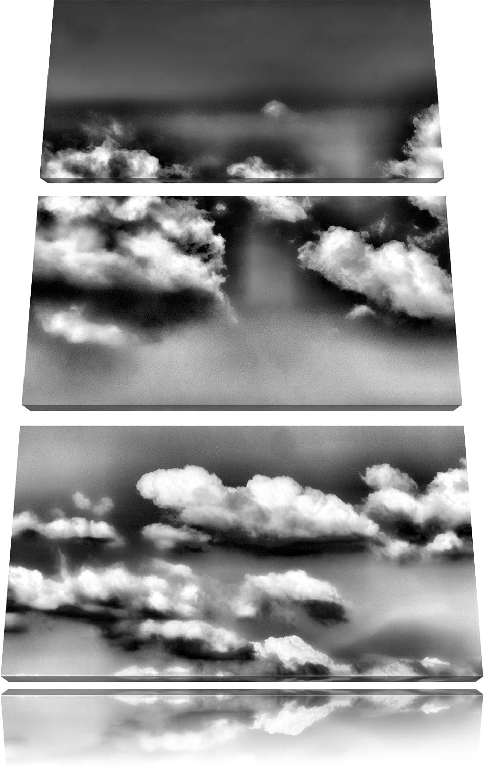 Pixxprint Wolken am blauen Himmel als Leinwandbild/Grösse: 3 Teilig (120x80) cm/Wandbild/Kunstdruck/