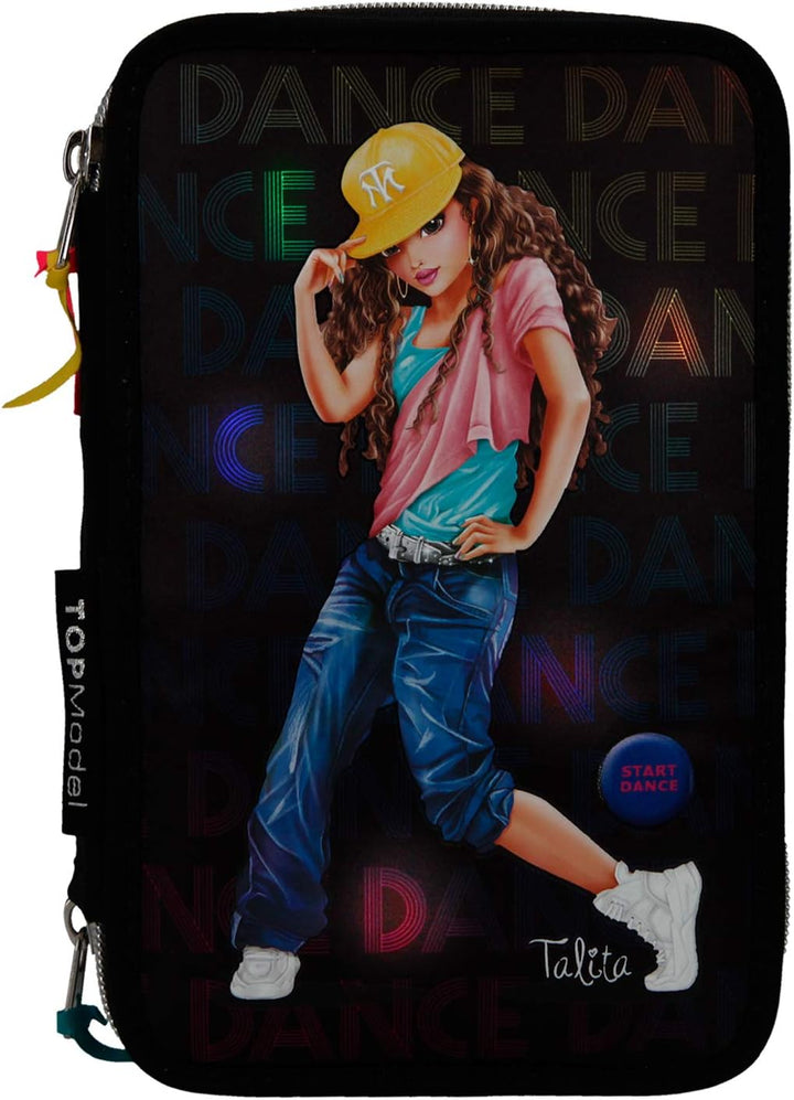 Depesche 10966 Federtasche mit 3 Reissverschlüssen und LED, mit Stiften von Lyra, TOPModel Dance, ca