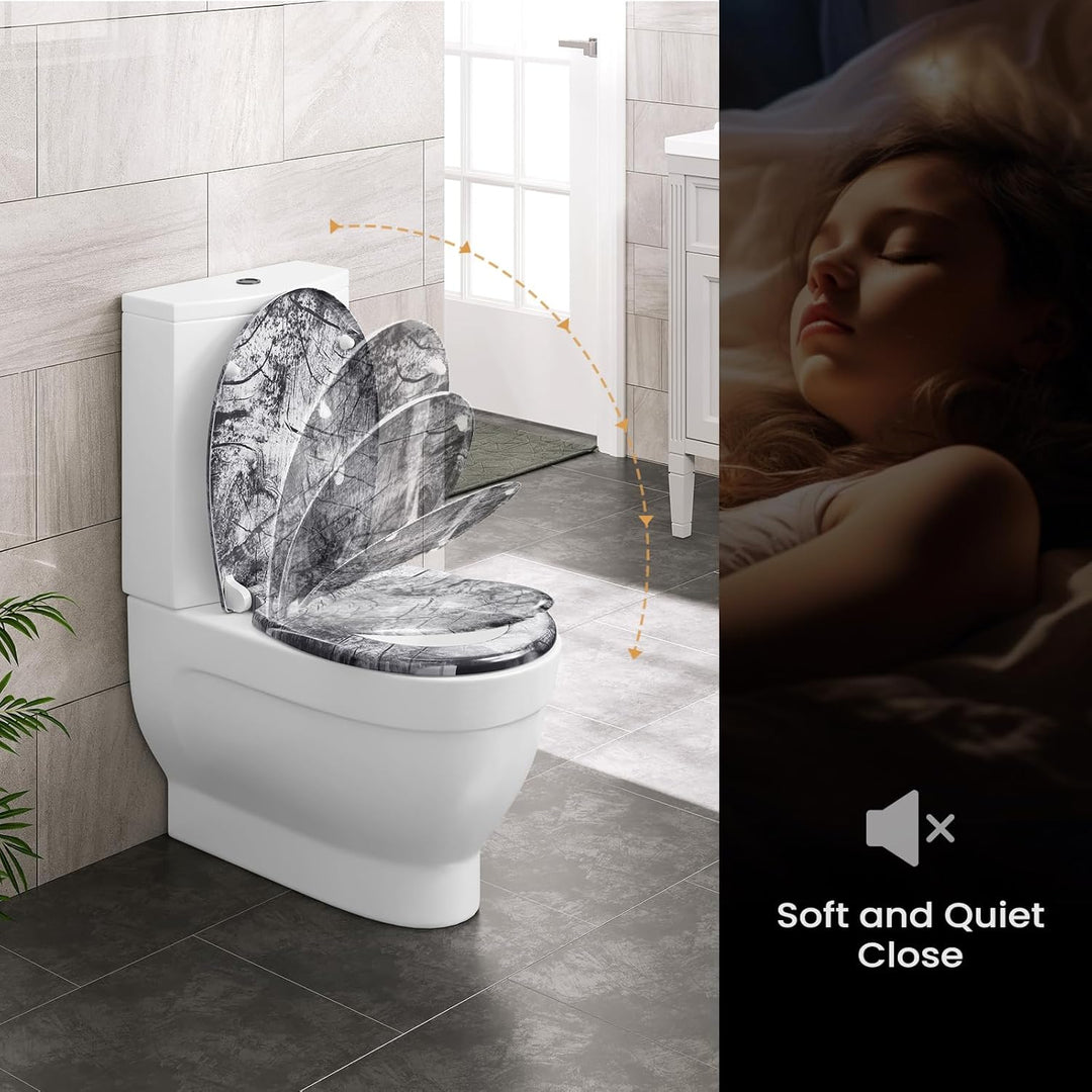 WOLTU Toilettendeckel, WC Sitz mit Absenkautomatik, Klodeckel Klobrille mit Quick-Release-Funktion,