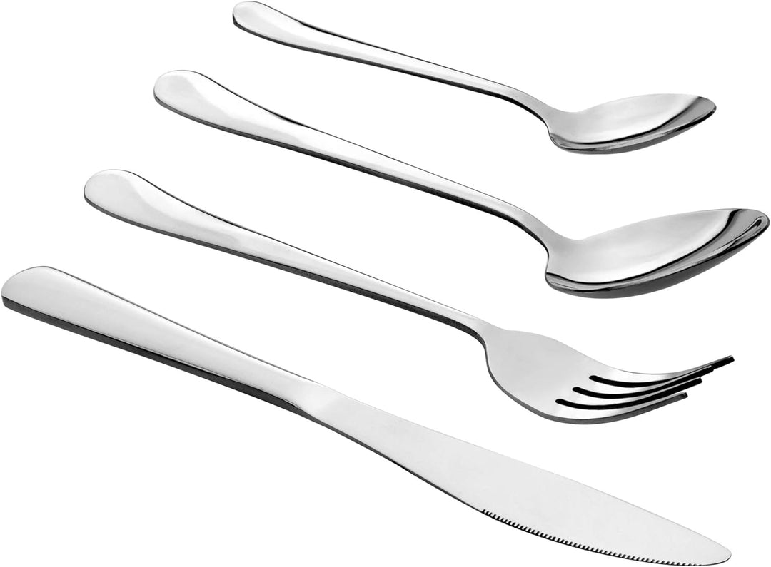 KADAX Besteckset aus Edelstahl, 24tlg, Essbesteck-Set für 6 personen mit abgerundetem Rand, Set inkl