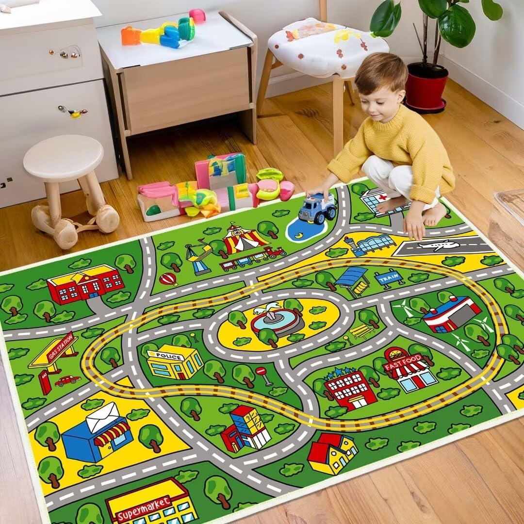 BYINGWD Kinder Lernspiel-Teppich, Cartoon Bodenmatte für Zuhause, Spielzimmer, Kinderzimmer, Schlafz