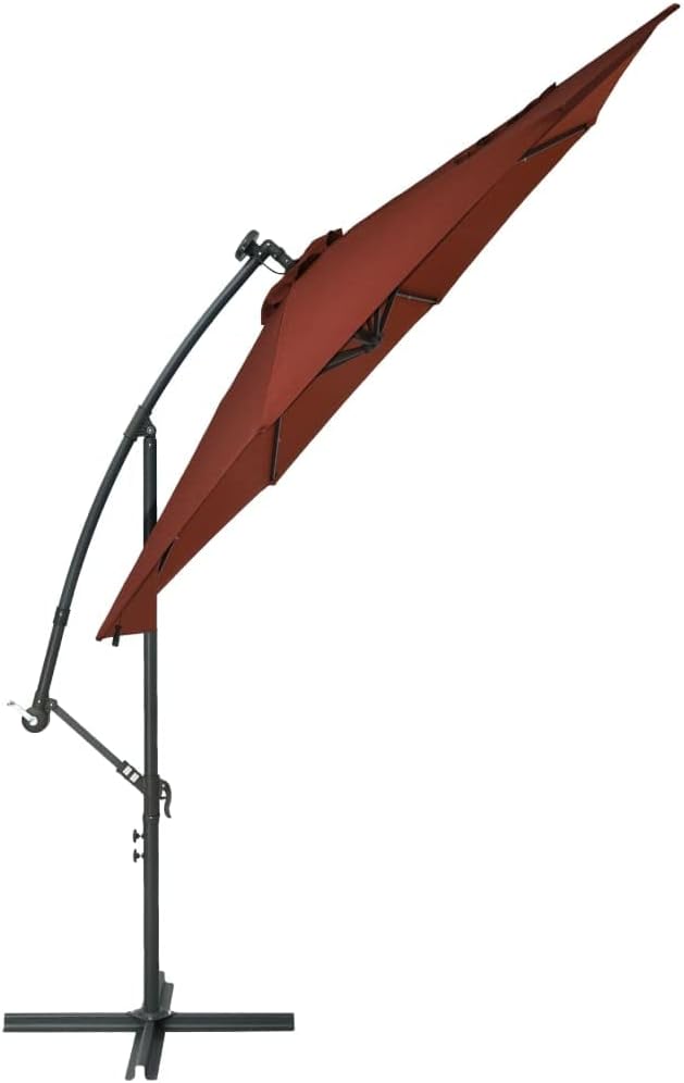 vidaXL Ampelschirm mit LED-Leuchten Stahlmast Sonnenschirm Gartenschirm Strandschirm Marktschirm Bal