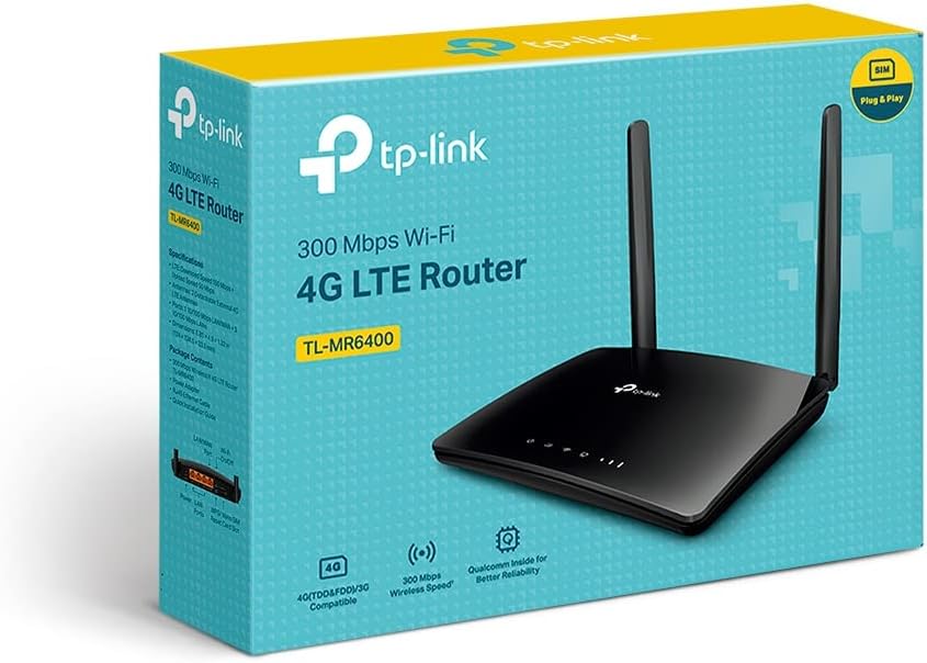 TP-Link TL-MR6400 LTE Router, 4G Router unterstützt SIM Karten, 4G Cat4 bis zu 150 Mbit/s, WLAN 2.4G