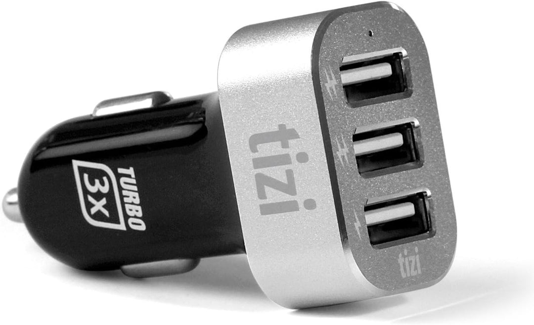tizi Turbolader 3X (5,1A, Avus Silber) - 3-Fach USB Auto-Ladegerät tizi Turbolader 3x (5,1A Avus Sil