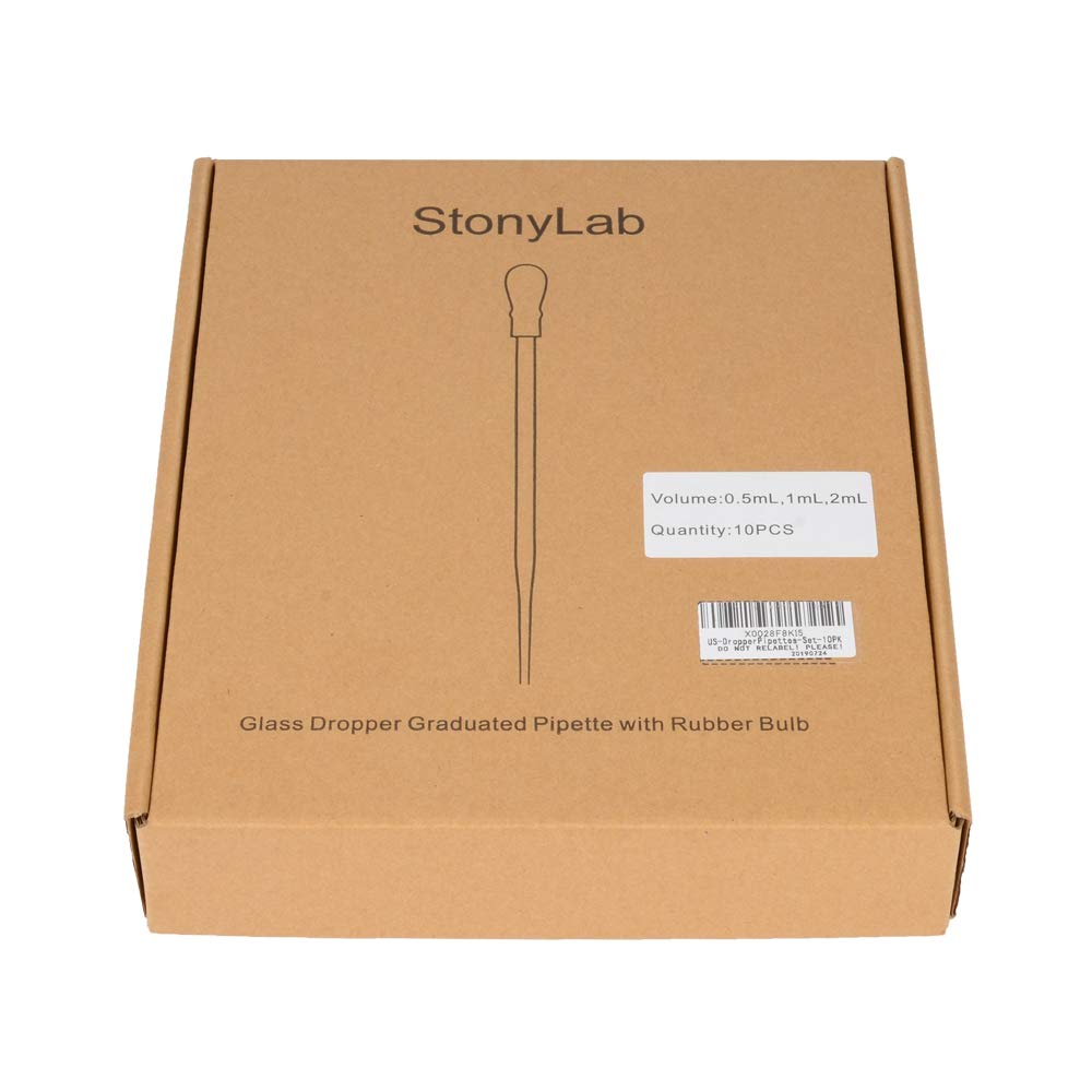 stonylab Glas Pipetten Set, Tropfenpipetten aus Dickem Borosilikatglas, Dropper Pipettes Flüssigkeit