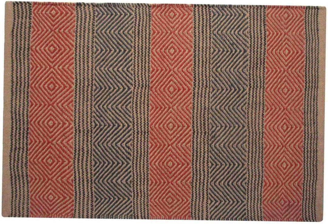 Homescapes Naturfaser Teppich Läufer 66 x 200 cm 100% Jute Küchen-Läufer blau beige geometrisches Mu