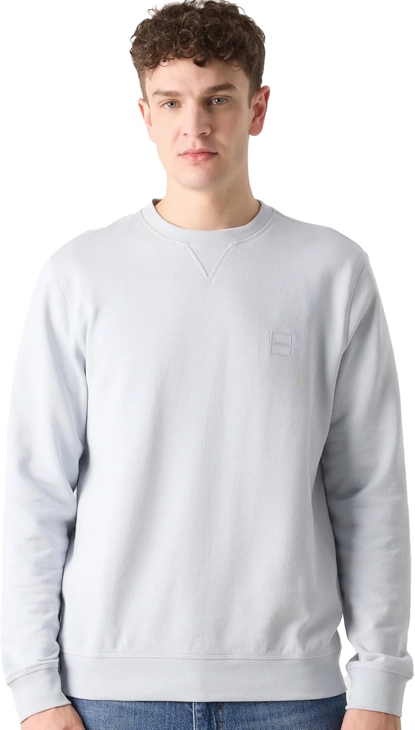 BOSS Herren Westart Regular-Fit Sweatshirt aus Baumwoll-Terry mit Logo-Aufnäher XS 053light/Pastel G