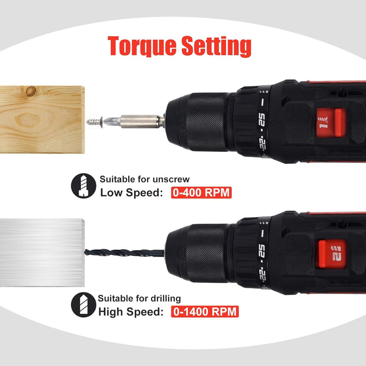 PULITUO Akku-Bohrschrauber mit Batterie, 20V bürstenlose Bohrmaschine, Bohrmaschine (60N · m, 25 + 1