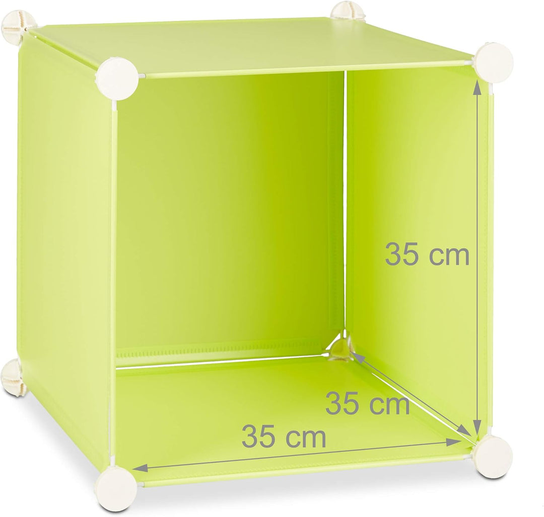 Relaxdays Kinderregal mit Tiermotiv, Kunststoff Steckregal m. Türen, Kinderzimmer Kleiderschrank m.