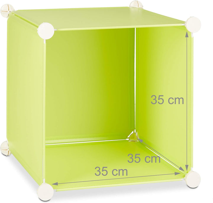 Relaxdays Kinderregal mit Tiermotiv, Kunststoff Steckregal m. Türen, Kinderzimmer Kleiderschrank m.