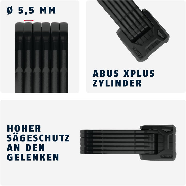 ABUS Faltschloss Bordo Granit XPlus 6500 SH mit Halterung - Fahrradschloss aus gehärtetem Stahl - AB