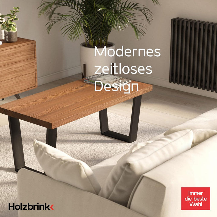 HOLZBRINK Tischbeine Trapez für Esstisch/Schreibtisch, 70/50x72cm, Rohstahl mit Klarlack, 1 Stück, H