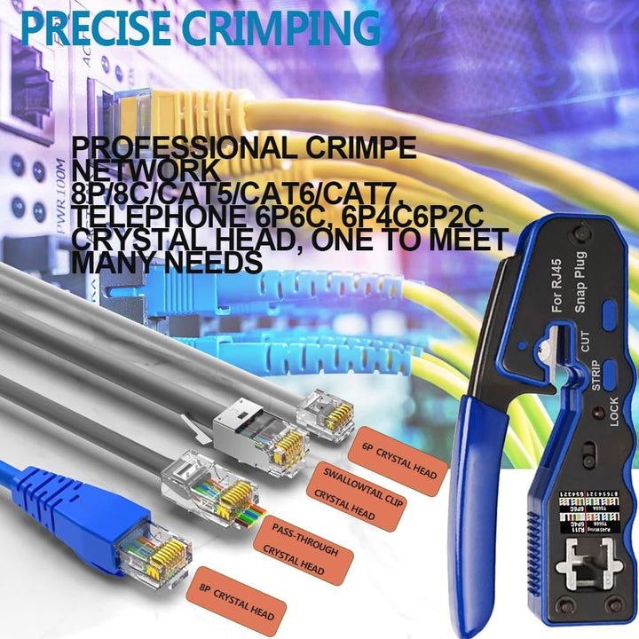 MAYLINEE Cat5 Crimpdrahtnetzwerk Wartung LAN Reparaturset Cat6 Cat6e Crimpstecker Set für RJ11 RJ45,