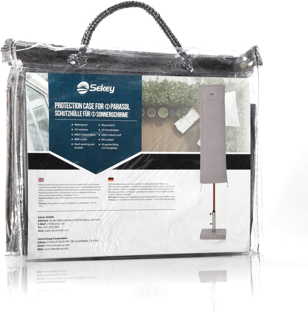 Sekey Schutzhülle für DoppelSonnenschirm, Abdeckhauben für Sonnenschirm Grau