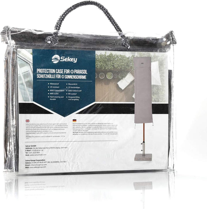Sekey Schutzhülle für DoppelSonnenschirm, Abdeckhauben für Sonnenschirm Grau