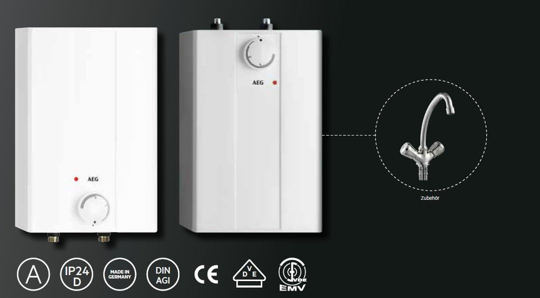 AEG druckloser Kleinspeicher Hoz 5 Basis, Übertischboiler 5 Liter Niederdruck, steckerfertig, 2 kW,