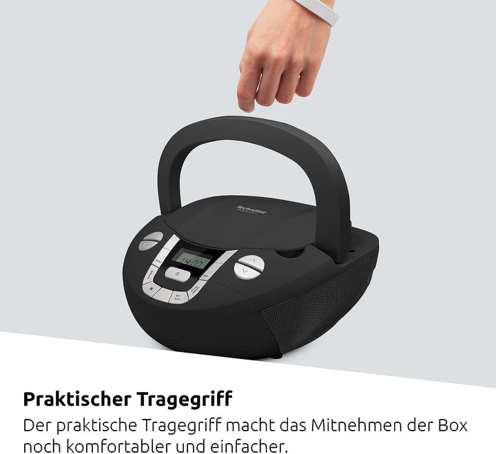 TechniSat Viola CD-1 - tragbarer Stereo CD-Player, Boombox mit praktischem Tragegriff (Radio für Kin